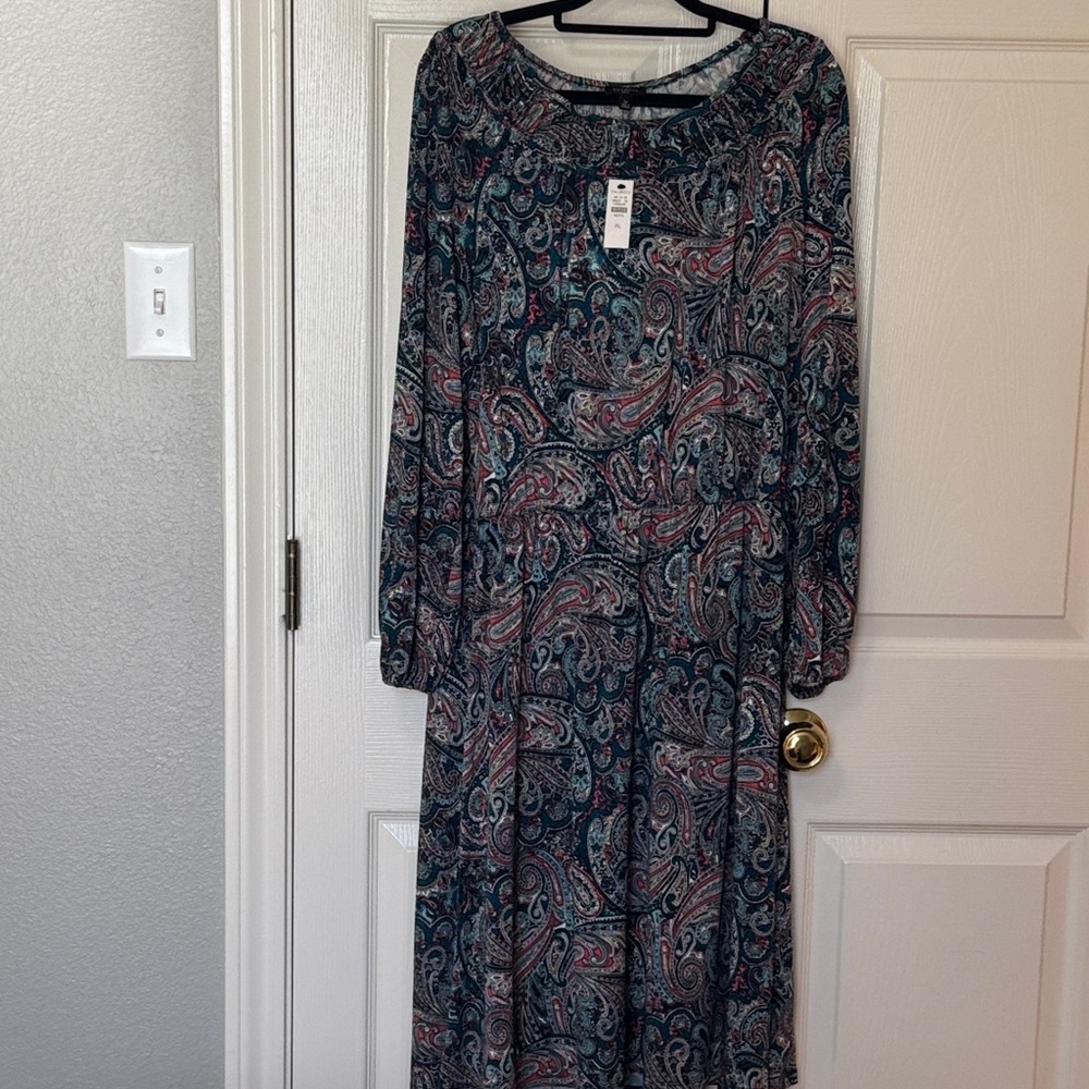Talbots Multicolor Paisley Long Sleeve Dress